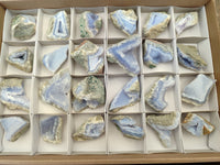 Natural Blue Lace Agate Geode Specimens x 24 From Malawi