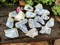 Natural Blue Lace Agate Geode Specimens x 24 From Malawi