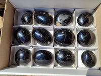 Polished Black Tourmaline Palm Stones x 12 From Madagascar