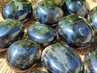 Polished Black Tourmaline Palm Stones x 12 From Madagascar