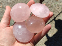 Polished Rose Quartz Palm Stones x 12 From Madagascar