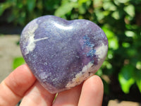 Polished Lepidolite with Pink Rubellite Gemstone Hearts x 6 From Madagascar