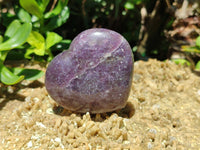 Polished Lepidolite with Pink Rubellite Gemstone Hearts x 6 From Madagascar