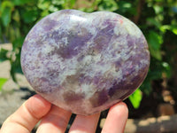 Polished Lepidolite with Pink Rubellite Gemstone Hearts x 6 From Madagascar