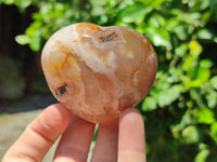 Polished Flower Agate Gemstone Hearts x 7 From Madagascar