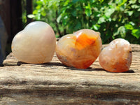 Polished Flower Agate Gemstone Hearts x 7 From Madagascar