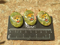 Polished Unakite Pendant with Hand Painted Leopard - Sold Per Item - From South Africa