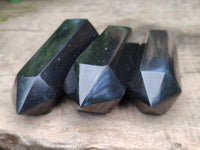 Polished Double Terminated Black Basalt Points x 12 From Madagascar