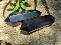 Polished Double Terminated Black Basalt Points x 12 From Madagascar