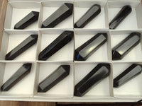 Polished Double Terminated Black Basalt Points x 12 From Madagascar