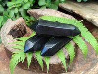 Polished Double Terminated Black Basalt Points x 12 From Madagascar