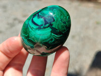 Polished Flower Banded Malachite Gemstone Eggs x 5 From Congo