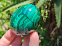 Polished Flower Banded Malachite Gemstone Eggs x 5 From Congo