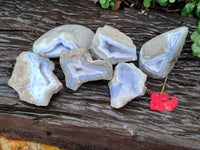 Polished On One Side Blue Lace Agate x 6 From Malawi