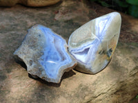 Polished On One Side Blue Lace Agate x 6 From Malawi