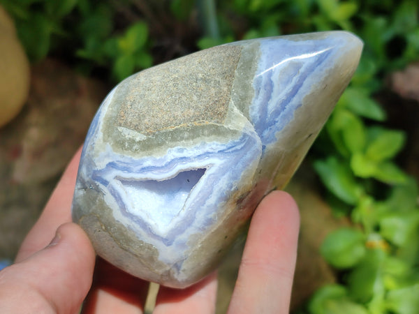 Polished On One Side Blue Lace Agate x 6 From Malawi