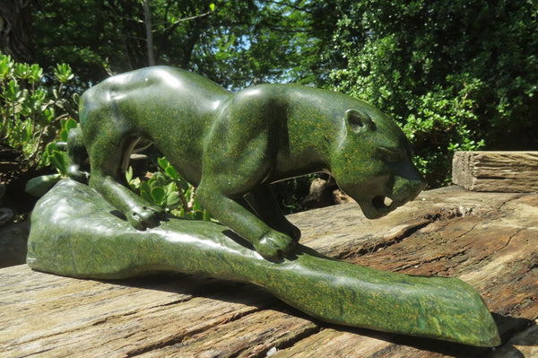 Hand Made Green Verdite Lioness Carving x 1 From Zimbabwe