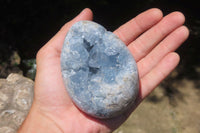 Polished Celestite Geode Eggs x 3 From Sakoany, Madagascar