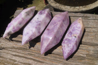 Polished Double Terminated Lepidolite Points x 4 From Zimbabwe