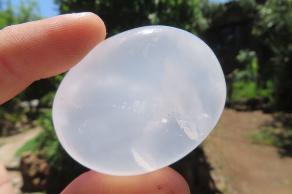 Polished Girasol Pearl Quartz Palm Stones x 12 From Madagascar