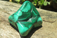 Polished Flower Banded Malachite Free Forms x 3 From Congo