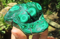 Polished Flower Banded Malachite Free Forms x 3 From Congo