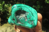 Polished Flower Banded Malachite Free Forms x 3 From Congo