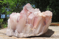 Natural Red Hematoid Quartz Clusters x 3 From Karoi, Zimbabwe