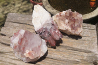 Natural Red Hematoid Quartz Clusters x 3 From Karoi, Zimbabwe