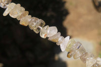 Polished Golden Rutile Quartz Tumble Chip Beaded Necklace - Sold Per Item - From Brazil