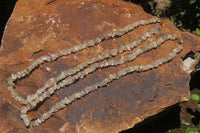 Polished Golden Rutile Quartz Tumble Chip Beaded Necklace - Sold Per Item - From Brazil