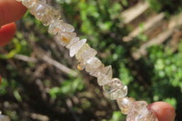 Polished Golden Rutile Quartz Tumble Chip Beaded Necklace - Sold Per Item - From Brazil