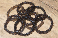 Polished Smokey Quartz Beaded Stretch Bracelet - Sold Per Item - From Madagascar