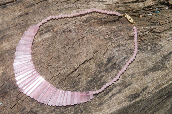 Hand Made Rose Quartz Egyptian Choker Necklace - Sold per Item - From Namibia