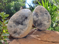 Polished Celestite Egg Geodes x 2 From Sakoany, Madagascar