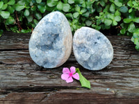 Polished Celestite Egg Geodes x 2 From Sakoany, Madagascar