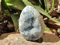 Polished Celestite Egg Geodes x 2 From Sakoany, Madagascar