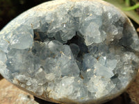 Polished Celestite Egg Geodes x 2 From Sakoany, Madagascar