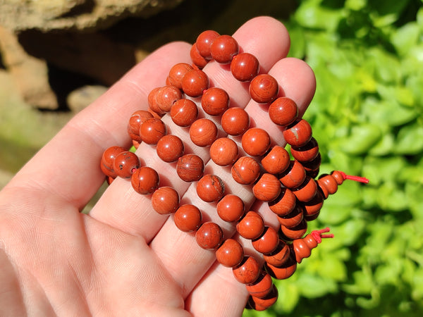 Polished Red Jasper Beaded Stretch Buddha Bracelet - Sold Per Item - From South Africa