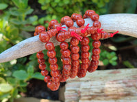 Polished Red Jasper Beaded Stretch Buddha Bracelet - Sold Per Item - From South Africa