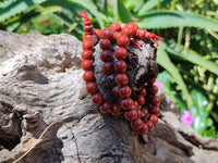 Polished Red Jasper Beaded Stretch Buddha Bracelet - Sold Per Item - From South Africa