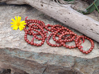 Polished Red Jasper Beaded Stretch Buddha Bracelet - Sold Per Item - From South Africa