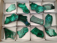 Polished Flower Banded Malachite Slices x 12 From Congo