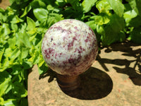 Polished Rubellite Pink Tourmaline Matrix Spheres x 2 From Ambatondrazaka, Madagascar