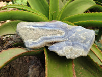 Natural Blue Lace Agate Geode Specimens x 3 From Malawi