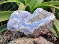 Natural Blue Lace Agate Geode Specimens x 3 From Malawi