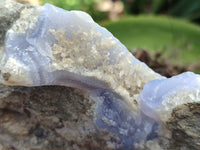 Natural Blue Lace Agate Geode Specimens x 3 From Malawi