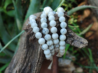 Polished Lightning Strike Magnesite - Howlite Beaded Stretch Buddha Bracelet - Sold Per Item - From Zimbabwe