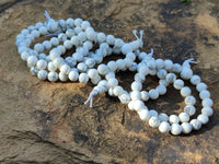 Polished Lightning Strike Magnesite - Howlite Beaded Stretch Buddha Bracelet - Sold Per Item - From Zimbabwe