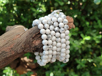 Polished Lightning Strike Magnesite - Howlite Beaded Stretch Buddha Bracelet - Sold Per Item - From Zimbabwe